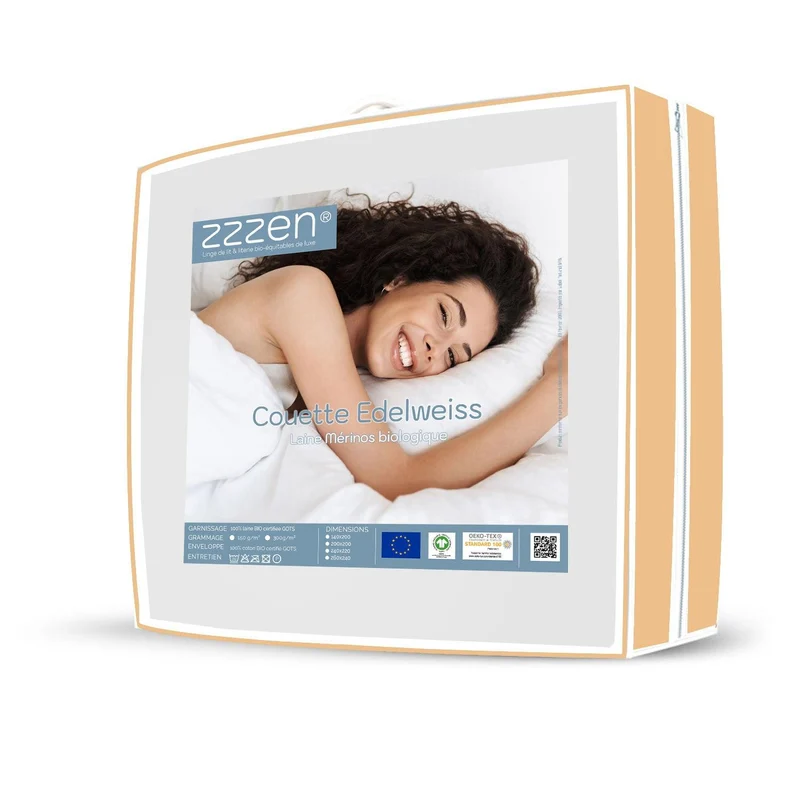 Couette bi-matière coton et laine bio 4 saisons Edelweiss - Duo été + mi-saison