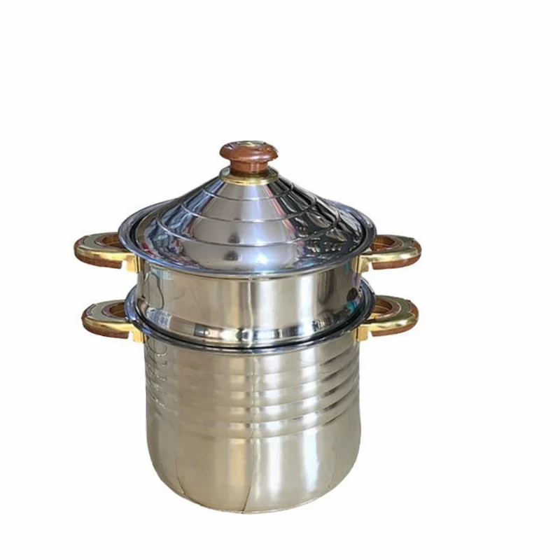 Couscoussier Inox 12L avec Poignées en Bois