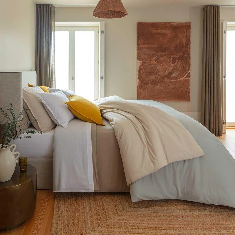 Drap plat coton lavé