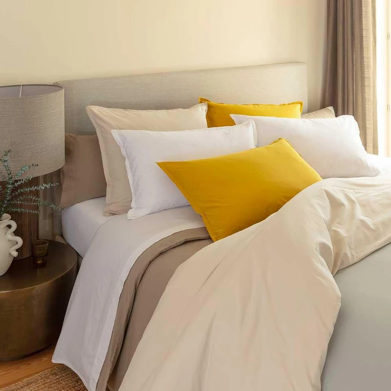 Drap plat coton lavé