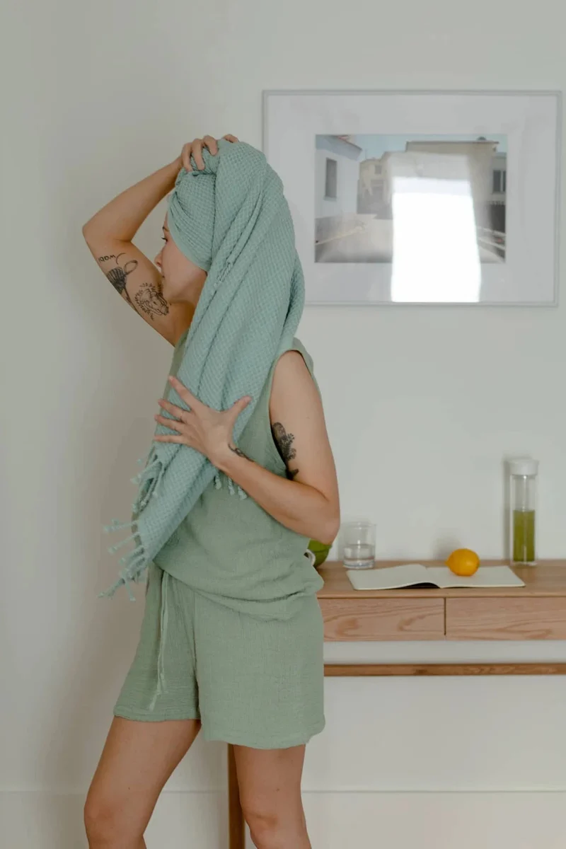 Serviette pour le corps - Gaufrée - Matcha -Pokoloko
