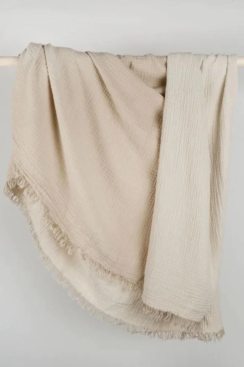 Jeté - Mousseline - Beige & crème - Pokoloko