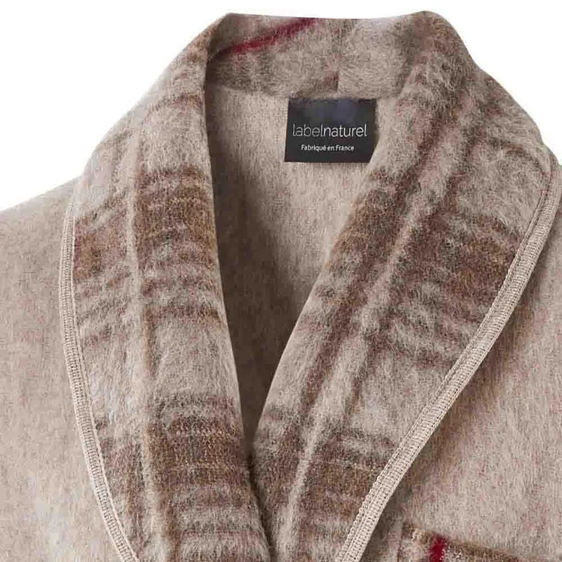 Robe de chambre laine des Pyrénées homme unie col écossais Label Naturel