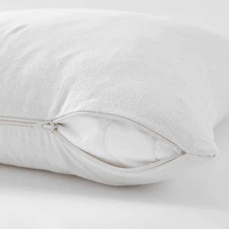 Protège oreiller en flanelle 100% coton bio Blanc