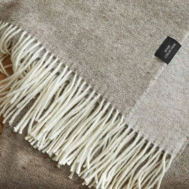 Plaid pure laine Mérinos & Cachemire bicolore Gourette