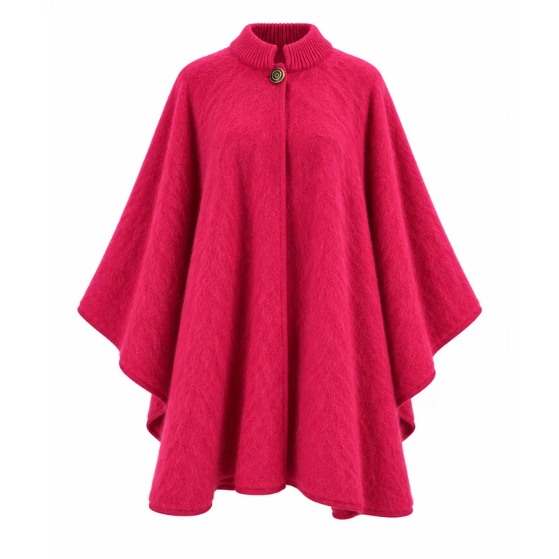 Grand poncho col tricot 100% laine des Pyrénées
