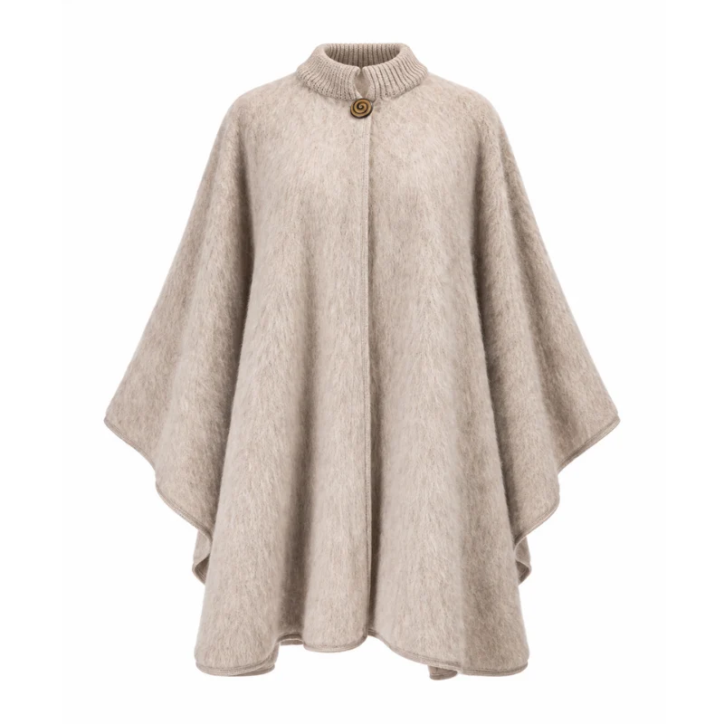 Grand poncho col tricot 100% laine des Pyrénées