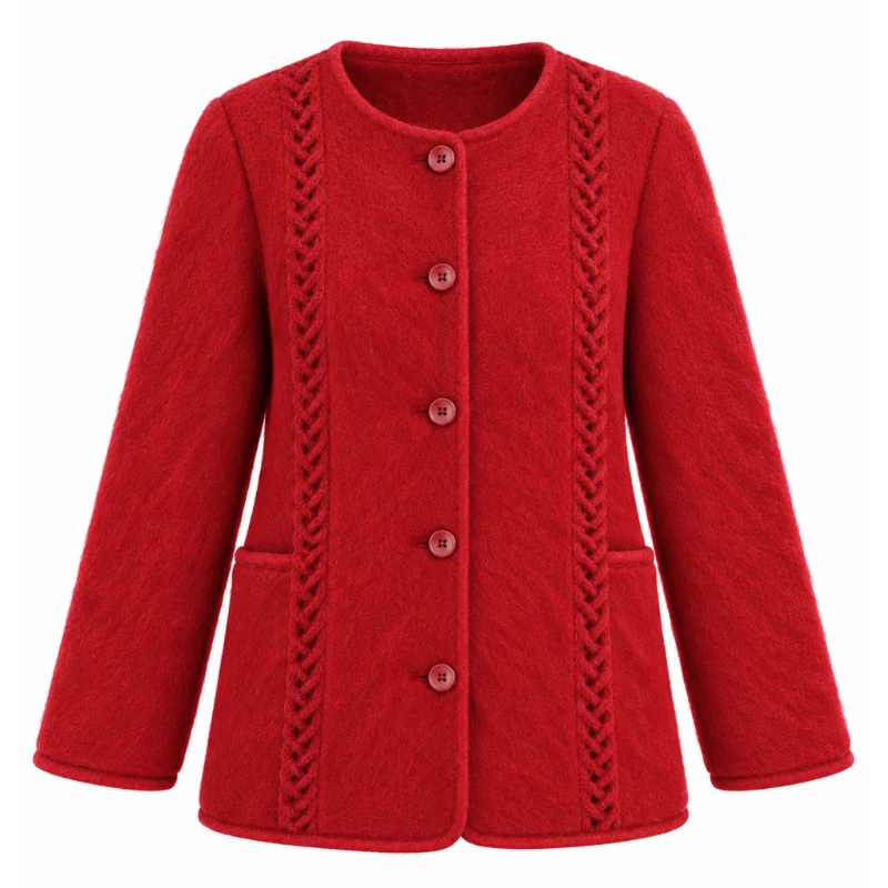 Veste torsades sans col 100% laine des Pyrénées