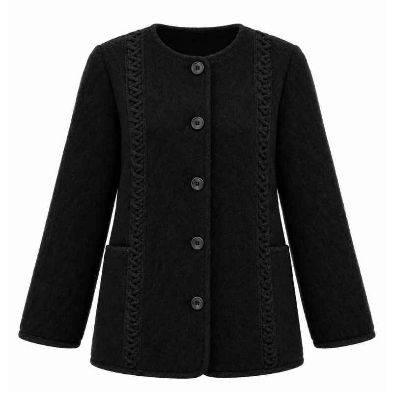Veste torsades sans col 100% laine des Pyrénées