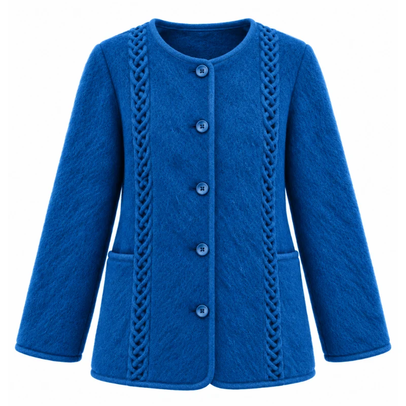 Veste torsades sans col 100% laine des Pyrénées