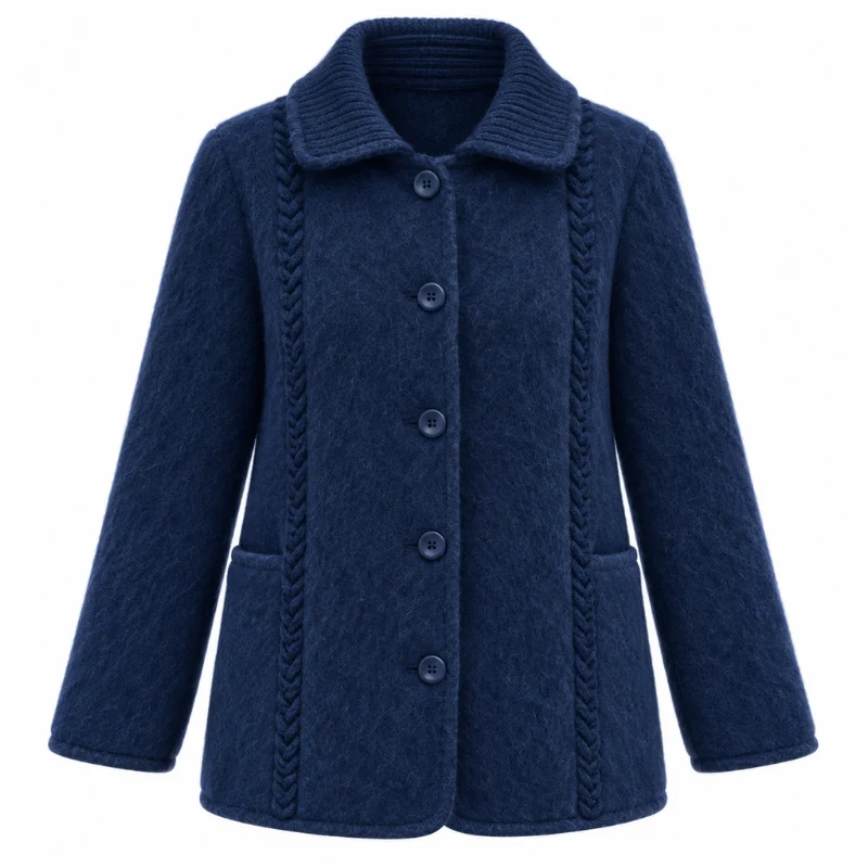 Veste torsades col tricot 100% laine des Pyrénées