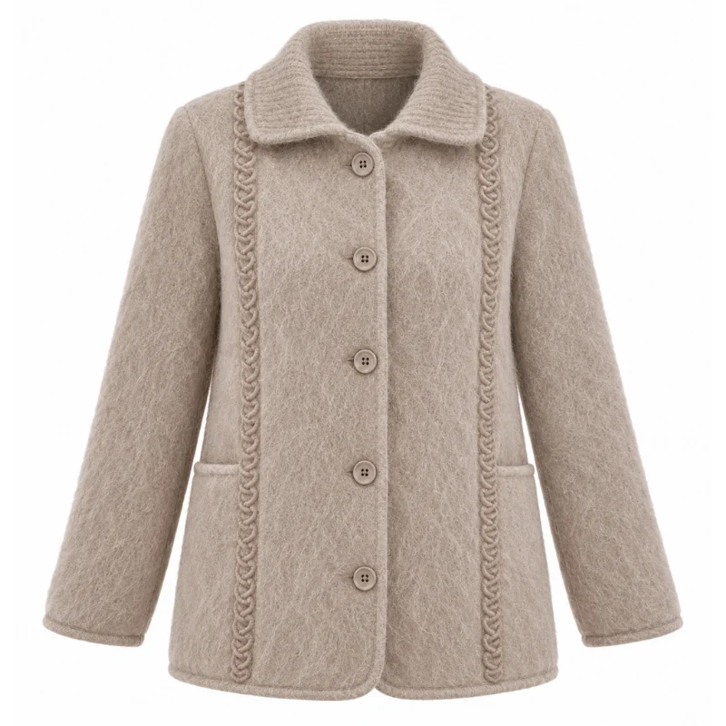 Veste torsades col tricot 100% laine des Pyrénées