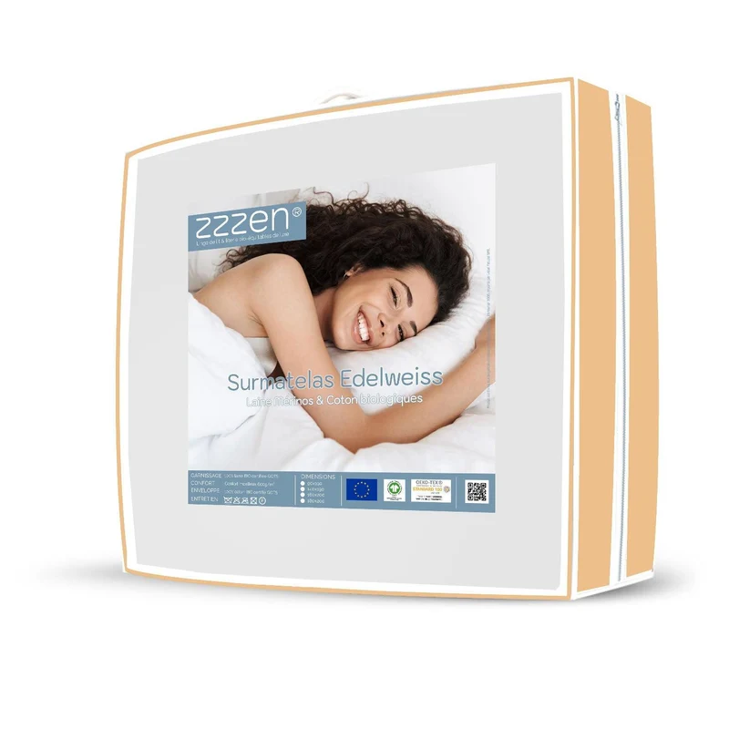 Surmatelas coton & laine bio Edelweiss