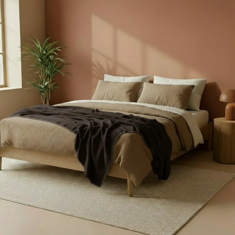 Couverture pure laine écologique Hiver 400g unie