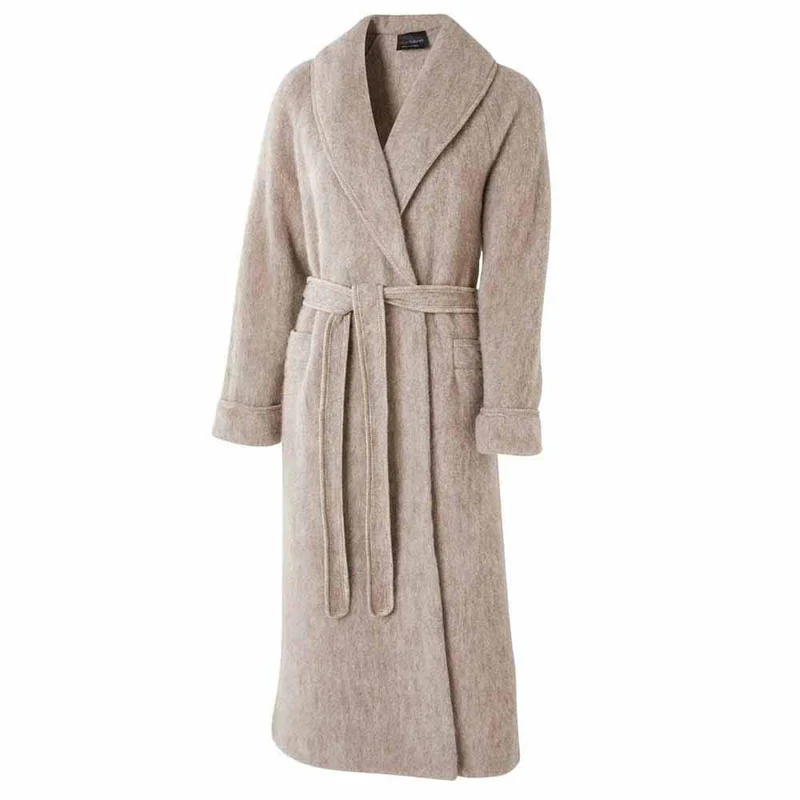 Robe de chambre croisée col châle poignets revers
