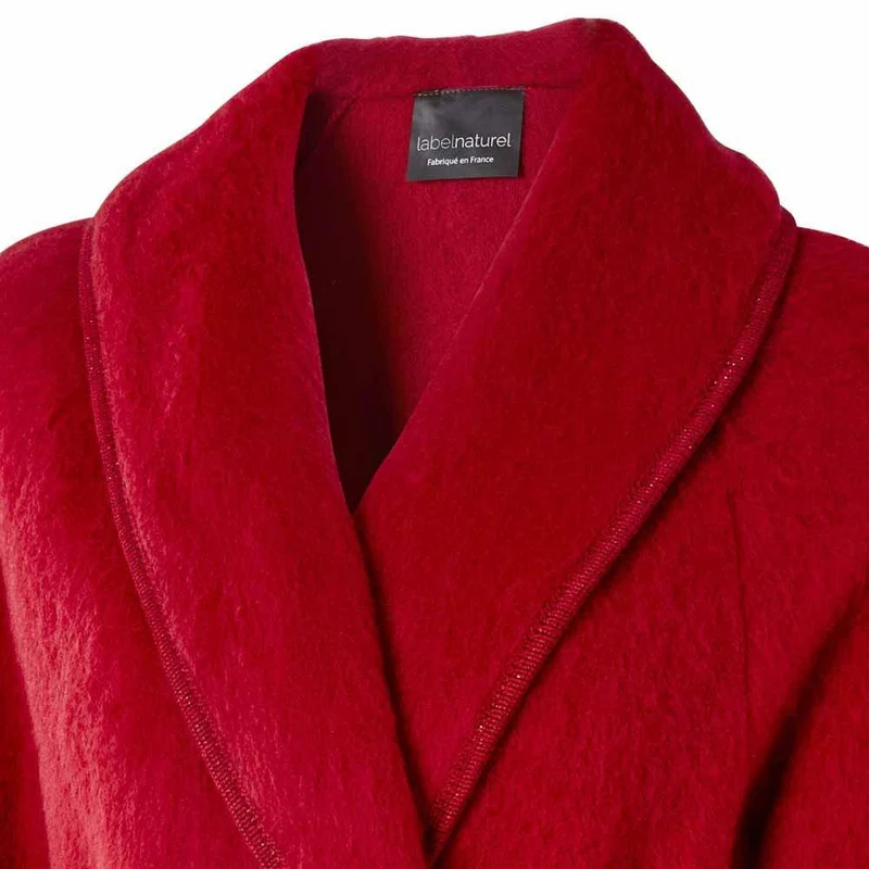 Robe de chambre croisée col châle poignets revers