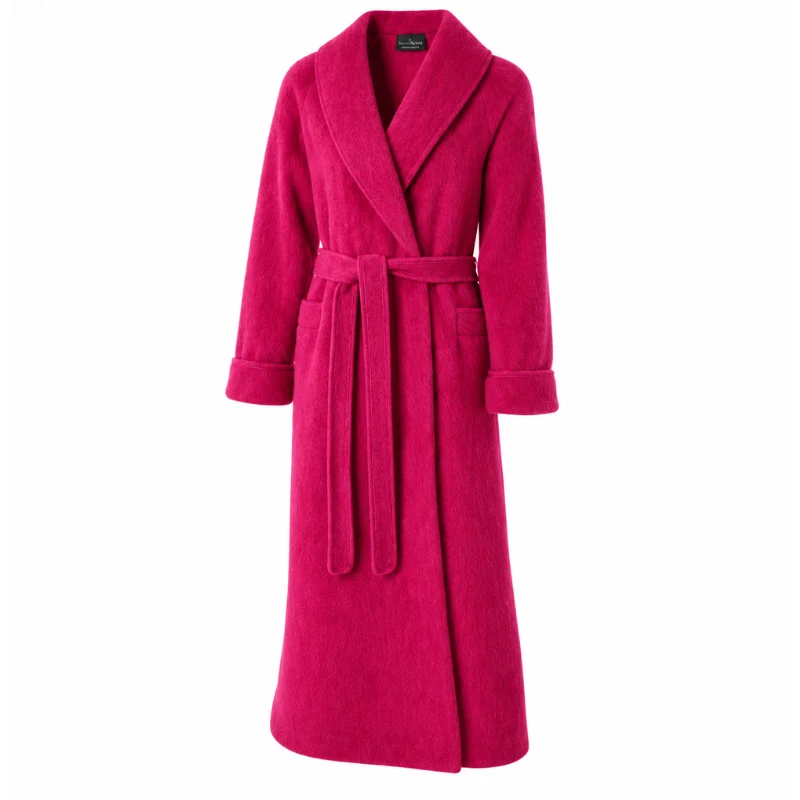 Robe de chambre croisée col châle poignets revers