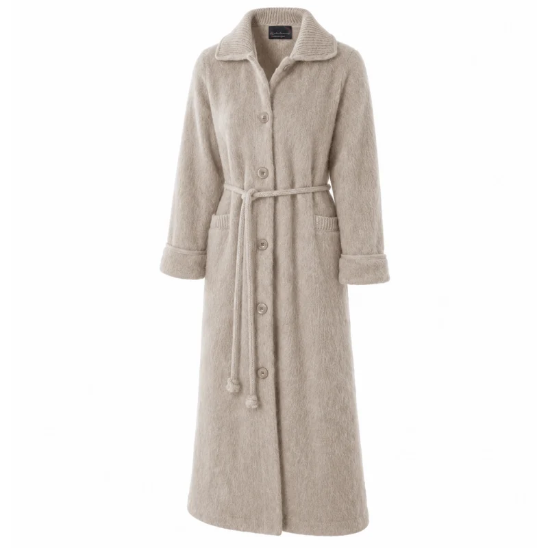 Robe de chambre boutonnée col tricot