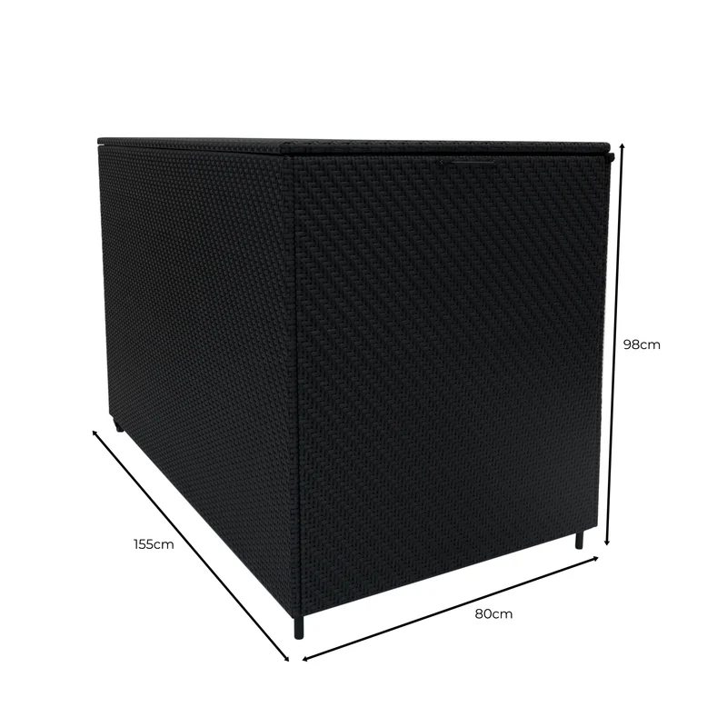 Coffre de Rangement d'Extérieur 996 L en Rotin Noir