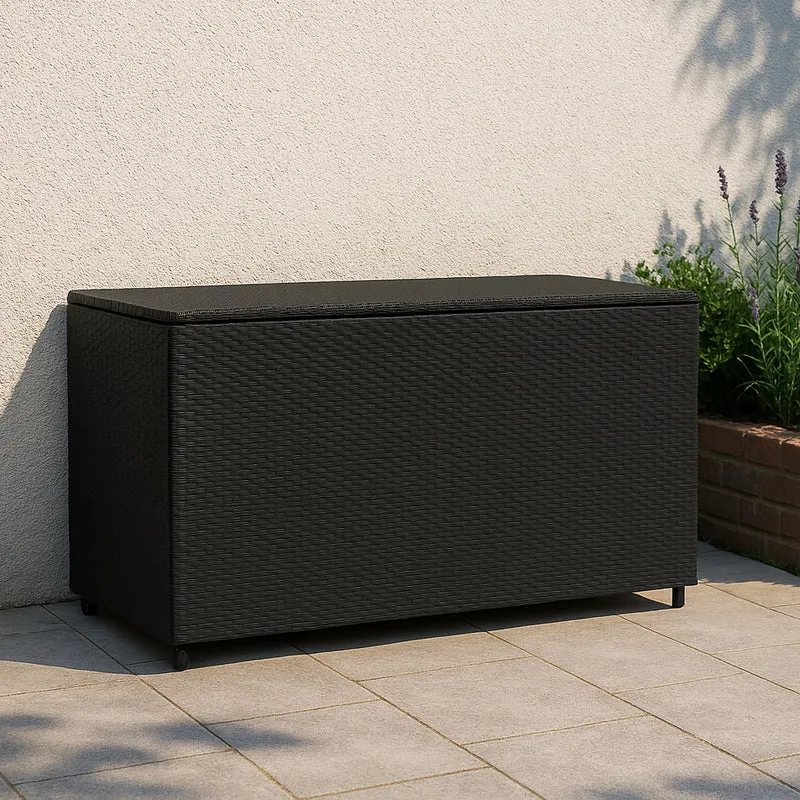 Coffre de Rangement d'Extérieur 996 L en Rotin Noir
