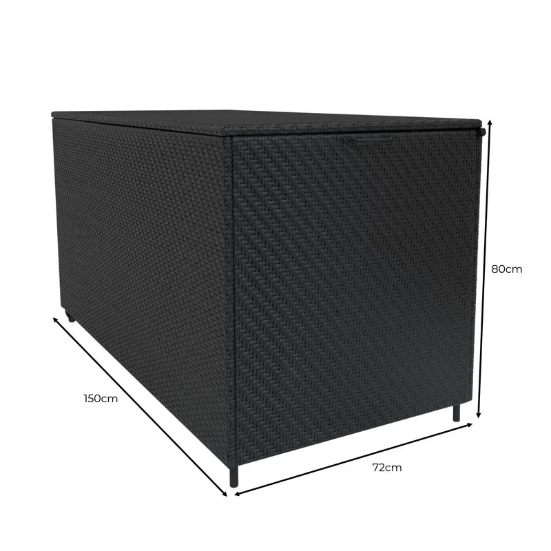 Coffre de Rangement d'Extérieur 700 L en Rotin Noir