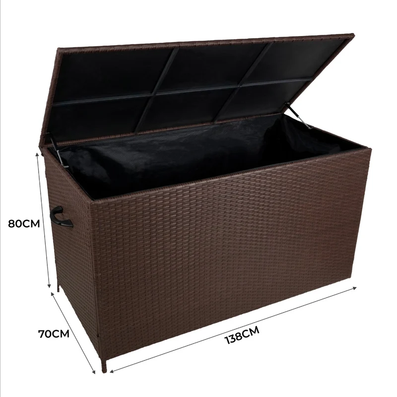 Coffre de Rangement d'Extérieur 582 L en Rotin Marron