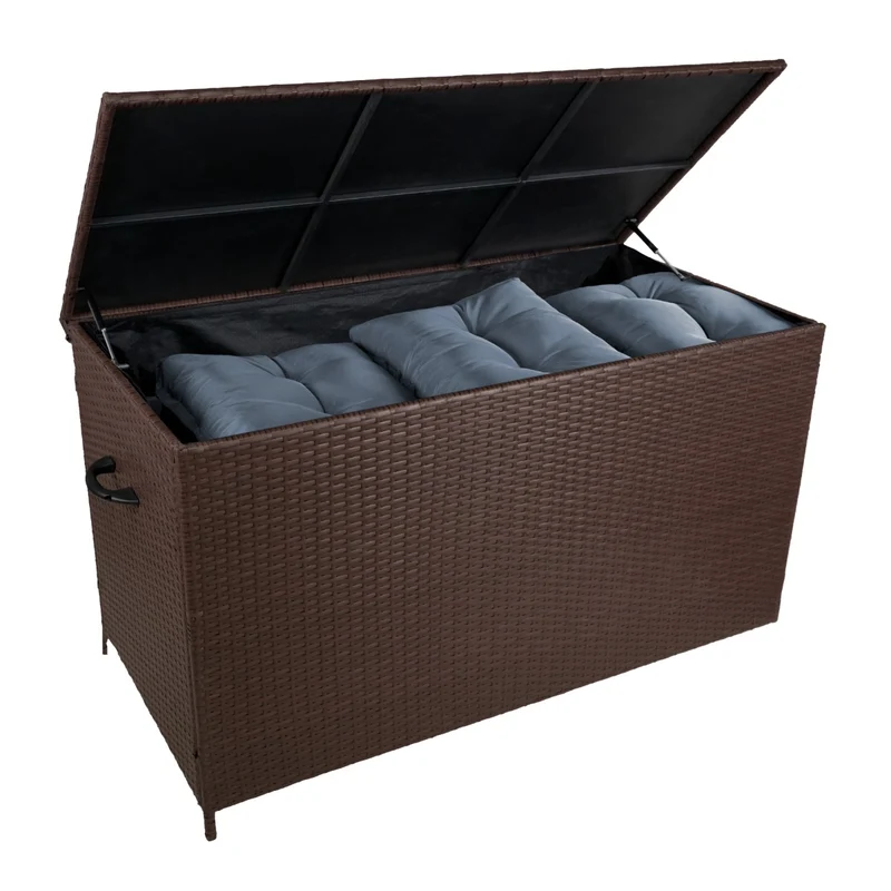 Coffre de Rangement d'Extérieur 582 L en Rotin Marron