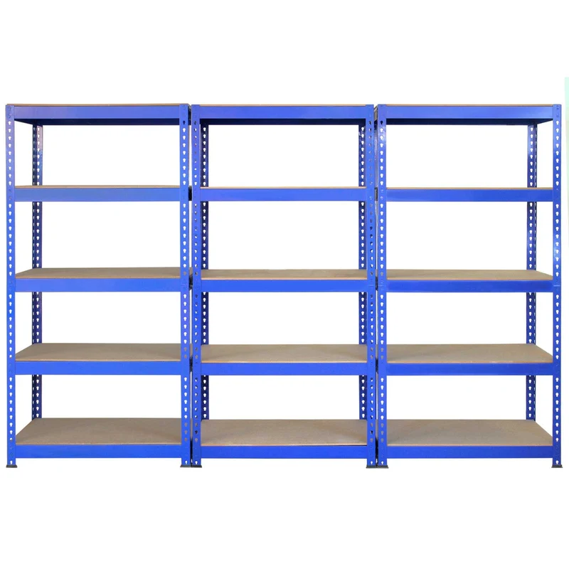 Monster Racking - Lot de 3 Rayonnages Q-Rax en Acier Bleu 120cm & 2 Rayonnages Q-Rax 90cm
