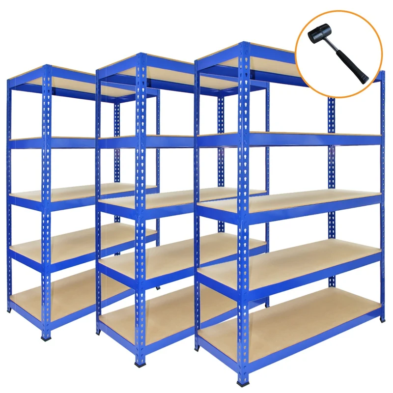 Monster Racking - Lot de Rayonnages Q-Rax 90cm en Acier Bleu & Maillet