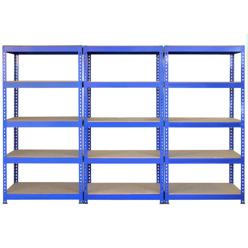 Monster Racking - 3 Rayonnages Q-Rax en Acier Bleu 90cm x 50cm x 182,5cm