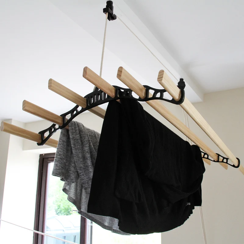 Étendoir à Linge Suspendu de 2,4 m - Noir