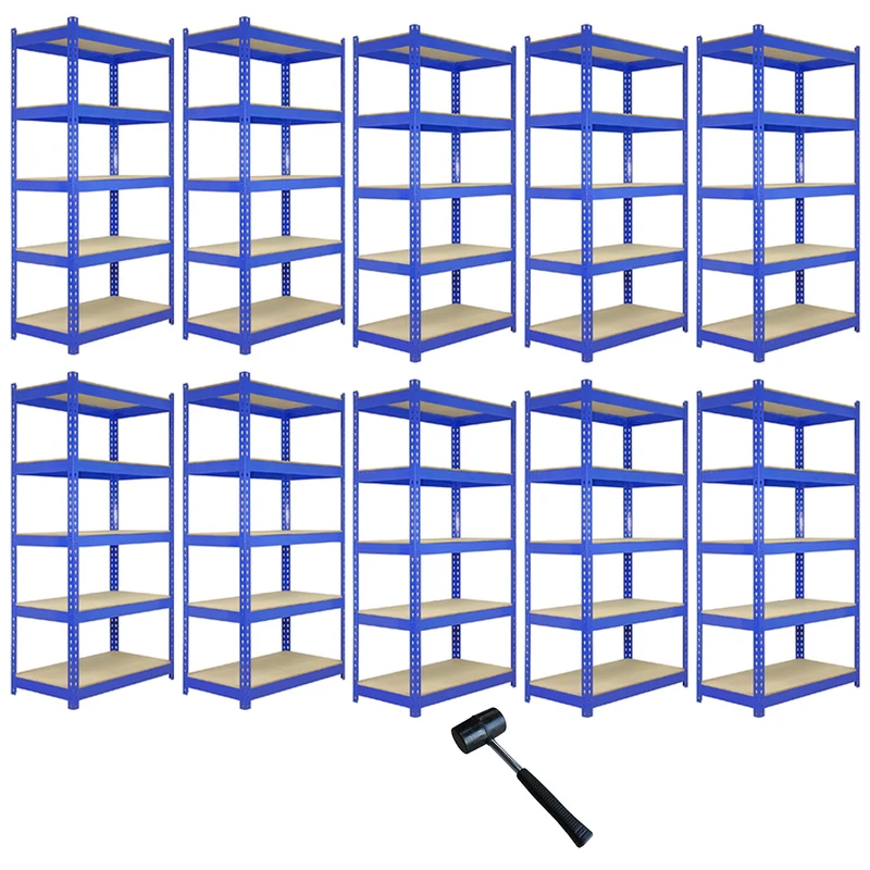 Monster Racking - 10 Rayonnages Q-Rax en Acier Bleu 120cm x 50cm x 180cm