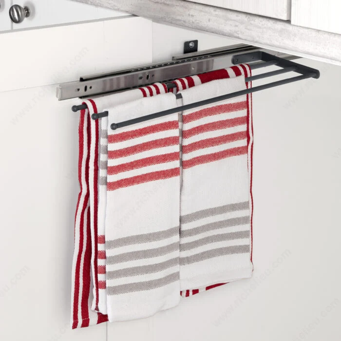 Porte-serviettes coulissant triple en acier – Graphite
