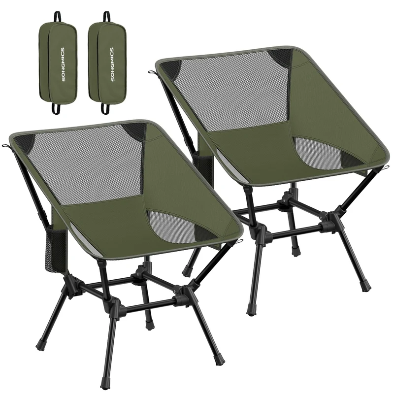 Sillas de Camping Bajas con Respaldo Plegable y Altura Ajustable