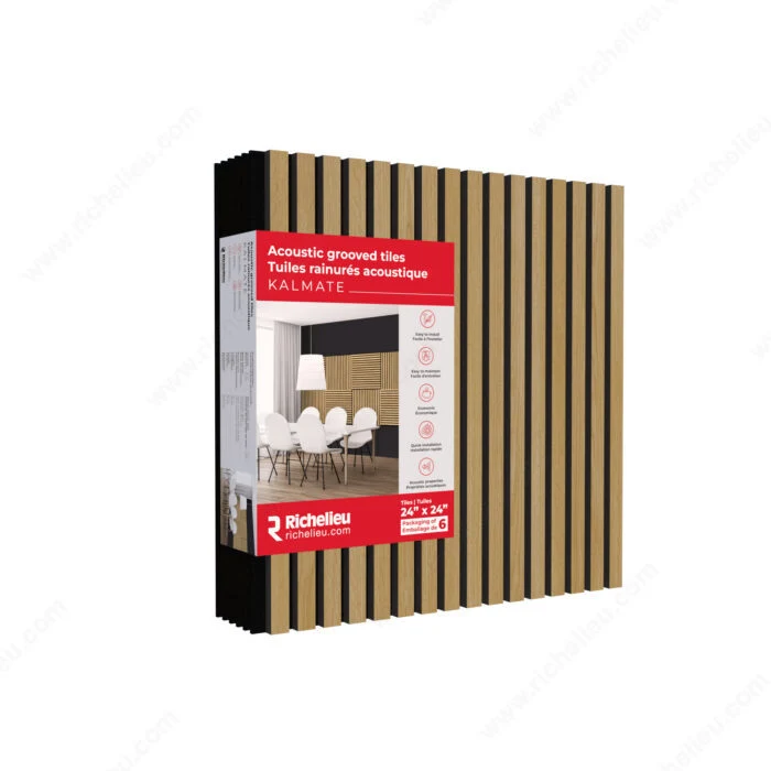 Ensemble de 6 tuiles rainurées acoustiques Kalmate - Chêne clair
