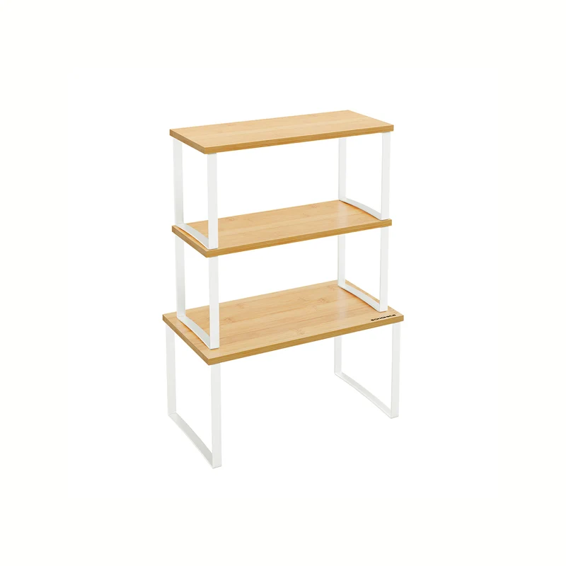 Organizador de Armario de Cocina Apilables Especiero Expandible Metal y Bambú
