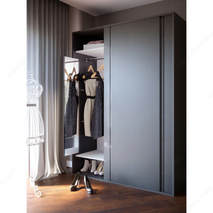 Miroir de garde-robe coulissant et pivotant