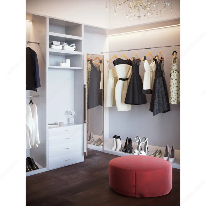 Miroir de garde-robe coulissant et pivotant