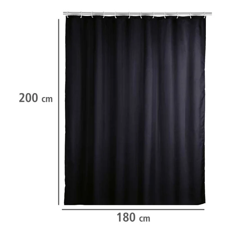 Rideau de douche anti-moisissure - Noir