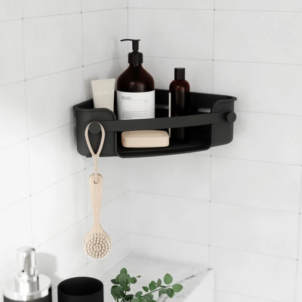 Panier d’angle pour douche Flex Gel-Lock™- noir