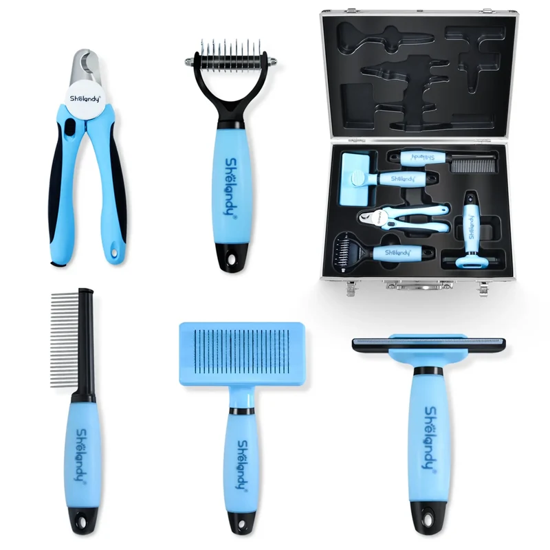 SHELANDY Groomer Partner Pet Grooming Kit, 5-Piece Set with Aluminum Case