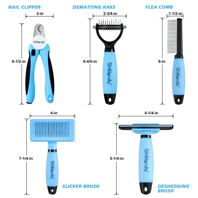 SHELANDY Groomer Partner Pet Grooming Kit, 5-Piece Set with Aluminum Case