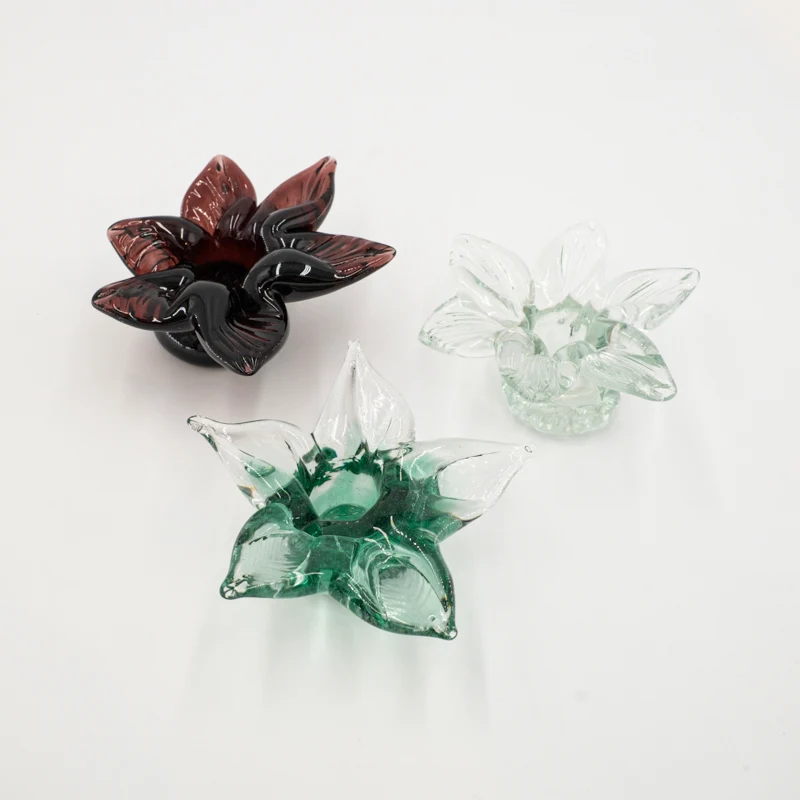 Bougeoirs fleur en verre