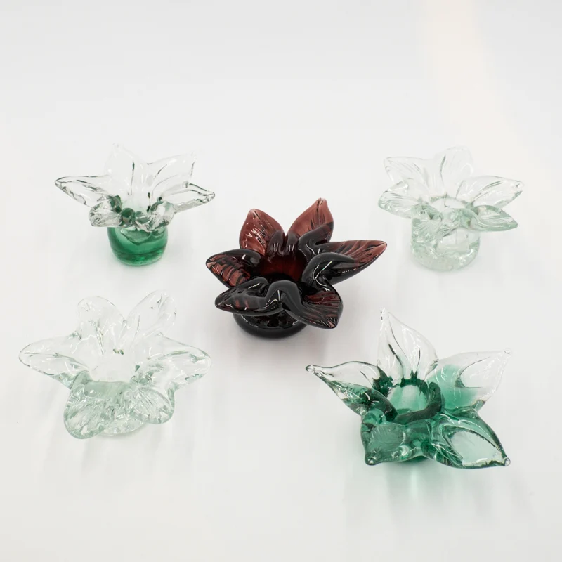 Bougeoirs fleur en verre