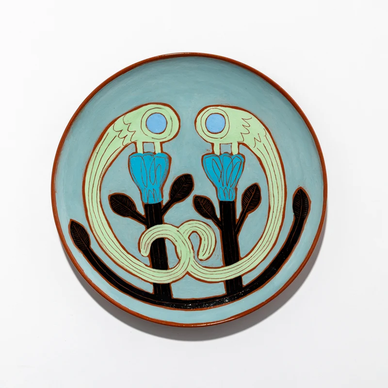 Assiette Triple Oiseau ou Salamandre 27 cm en céramique