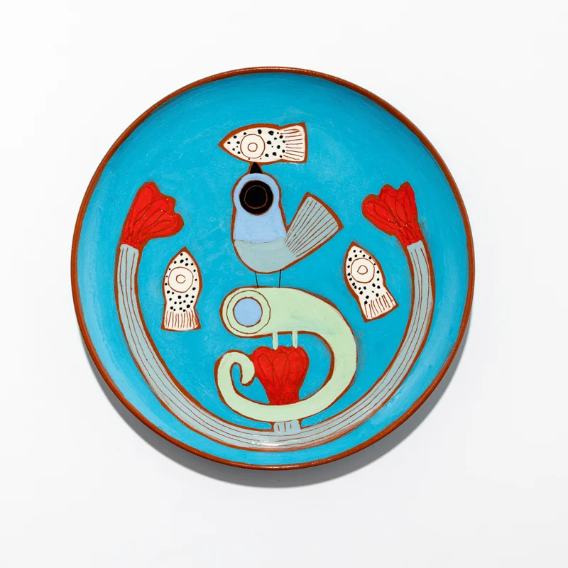 Assiette Triple Oiseau ou Salamandre 27 cm en céramique