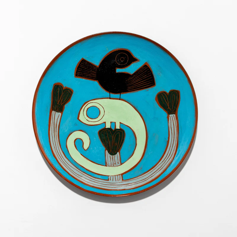 Assiette Triple Oiseau ou Salamandre 27 cm en céramique