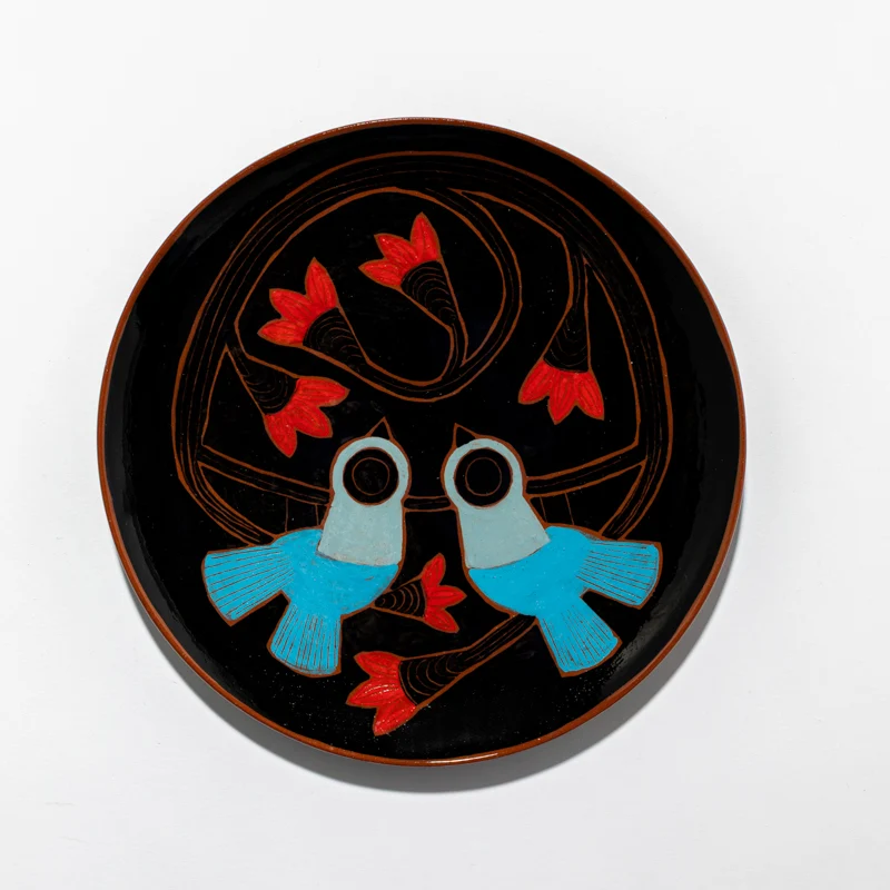 Assiette Triple Oiseau ou Salamandre 27 cm en céramique