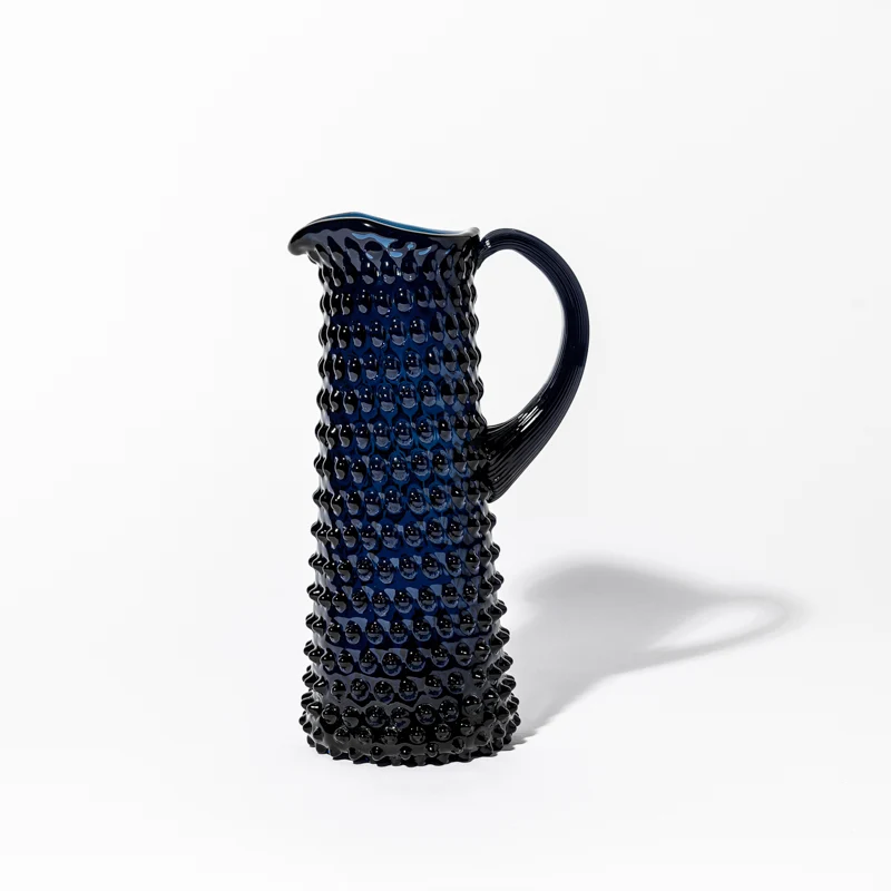 Pichet à boules en verre bleu Roi