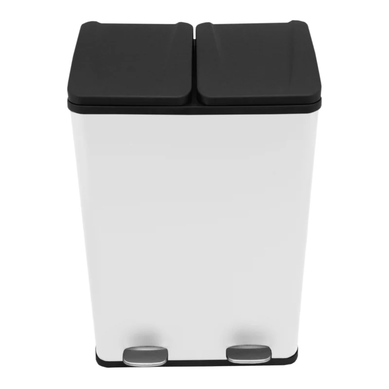 60L Dual Pedal Bin In White